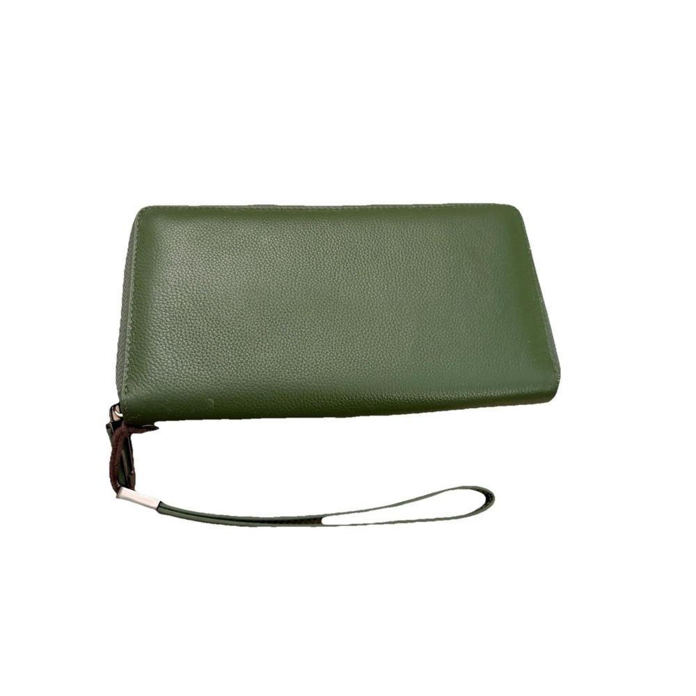 Bveyzi Leather Wallet  CardHolder Ziparound Wristlet Green RFID Blocking